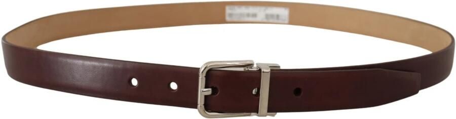 Dolce & Gabbana Elegante Leren Riem met Zilveren Gesp Brown Heren - Foto 2