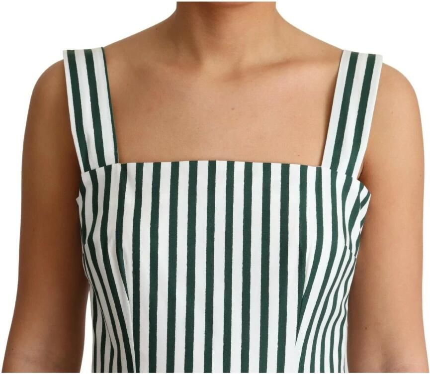 Dolce & Gabbana Elegante mouwloze A-lijn jurk in wit & groen White Dames
