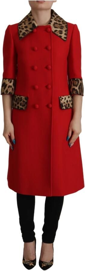 Dolce & Gabbana Luipaardprint Wollen Trenchcoat Jas Red Dames - Foto 8