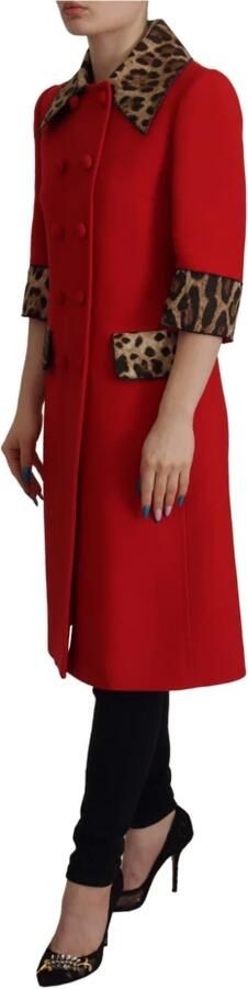 Dolce & Gabbana Luipaardprint Wollen Trenchcoat Jas Red Dames - Foto 7