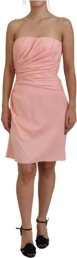 Dolce & Gabbana Roze Zijden Stretch Strapless Sheath Jurk Pink Dames - Foto 5