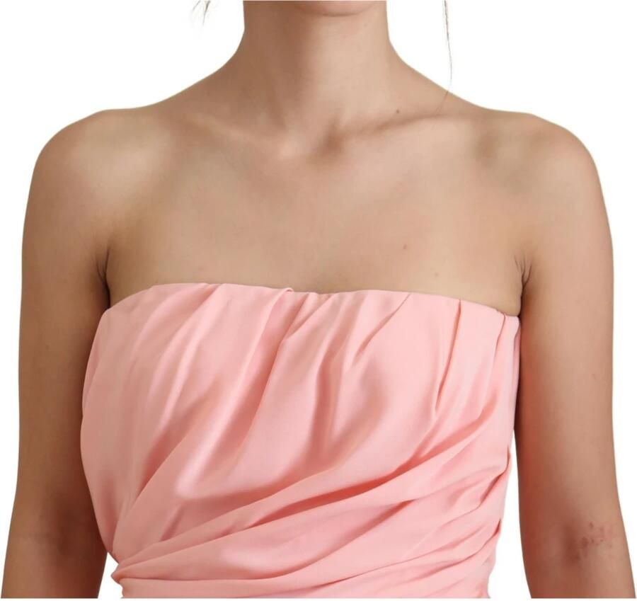 Dolce & Gabbana Roze Zijden Stretch Strapless Sheath Jurk Pink Dames
