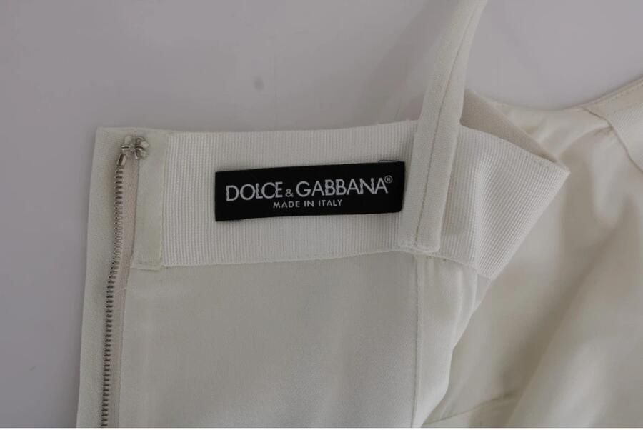 Dolce & Gabbana Elegante witte wollen shiftjurk met gouden broche White Dames - Foto 4