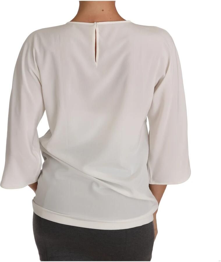 Dolce & Gabbana Elegante zijden blend blouse met familie-applicatie White Dames