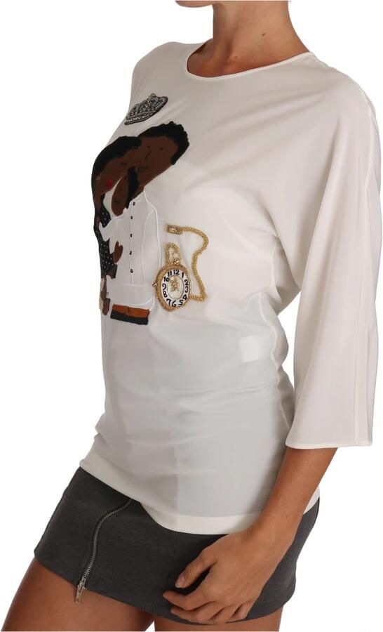 Dolce & Gabbana Elegante zijden blend blouse met familie-applicatie White Dames - Foto 2