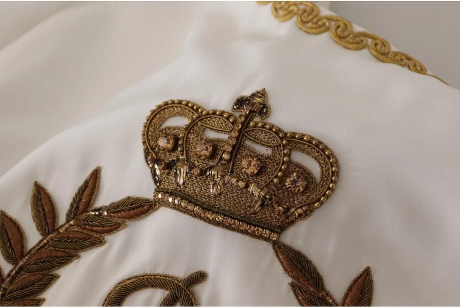 Dolce & Gabbana Elegante Zijden Blouse met Gouden Kroon Borduursel White Dames - Foto 2