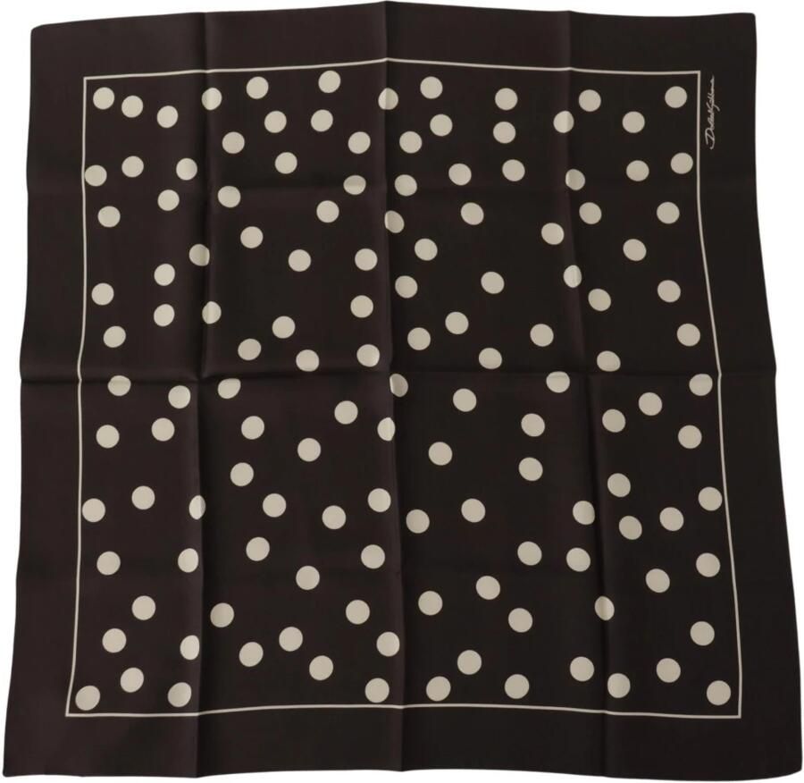 Dolce & Gabbana Zijden Gestippelde Vierkante Bandana Zakdoek Sjaal Brown Heren - Foto 4