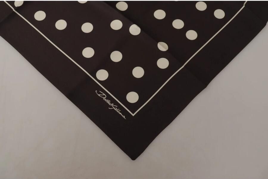 Dolce & Gabbana Zijden Gestippelde Vierkante Bandana Zakdoek Sjaal Brown Heren - Foto 3