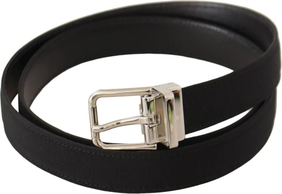 Dolce & Gabbana Zwart Canvas Riem met Zilverkleurige Metalen Gesp Black Heren
