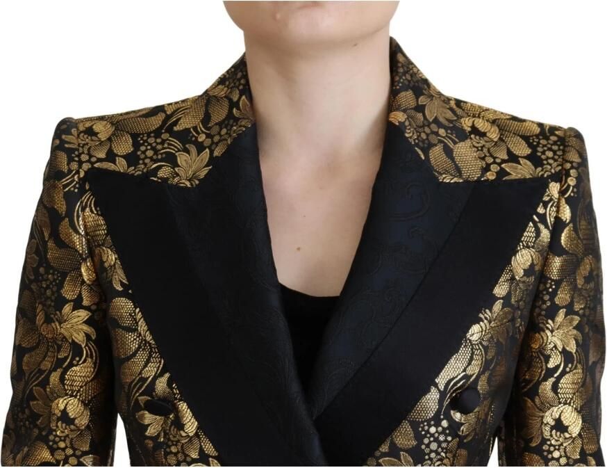Dolce & Gabbana Elegante zwart-gouden bloemen jacquard blazer Black Dames