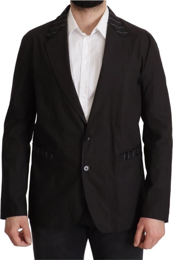 Dolce & Gabbana Elegante Zwarte Blazer van Katoen-Wolmix Black Heren - Foto 6