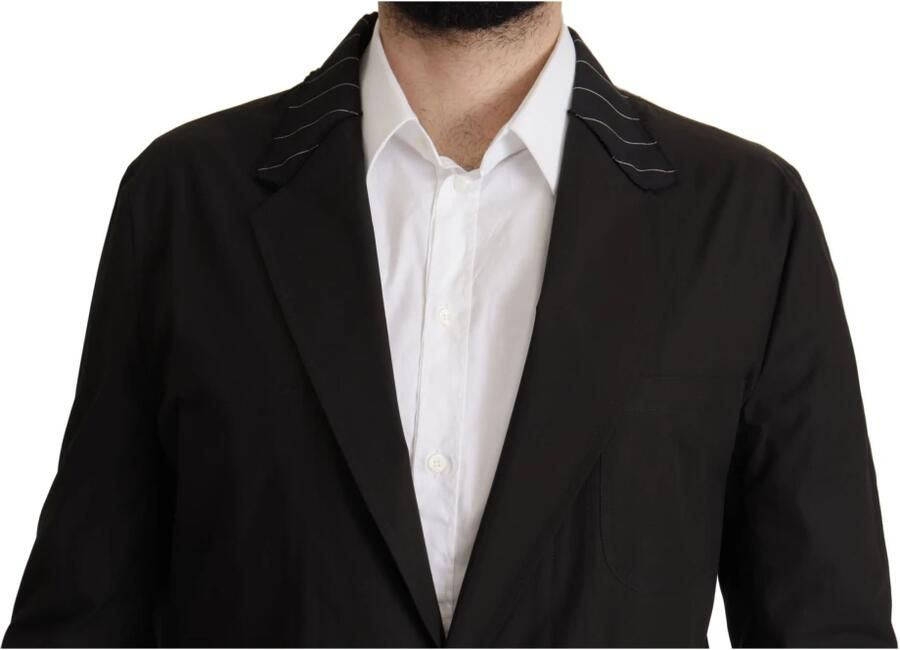 Dolce & Gabbana Elegante Zwarte Blazer van Katoen-Wolmix Black Heren