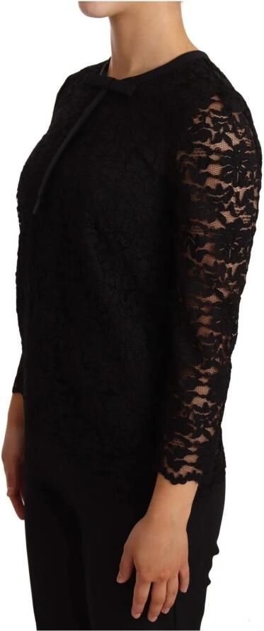 Dolce & Gabbana Elegante Zwarte Bloemenkanten Blouse Top Black Dames - Foto 2