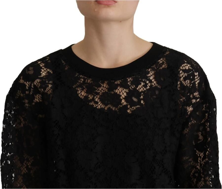 Dolce & Gabbana Elegante Zwarte Blouse Top met Lange Mouwen Black Dames