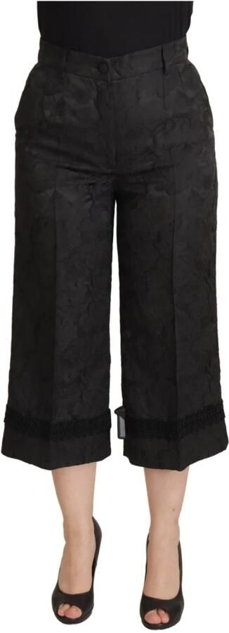 Dolce & Gabbana Zwarte brokaat cropped broek met hoge taille Black Dames - Foto 4