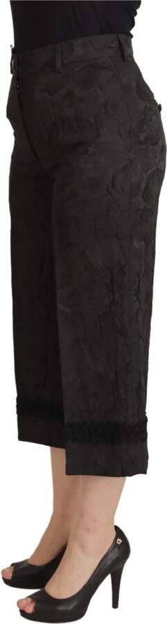 Dolce & Gabbana Zwarte brokaat cropped broek met hoge taille Black Dames - Foto 3