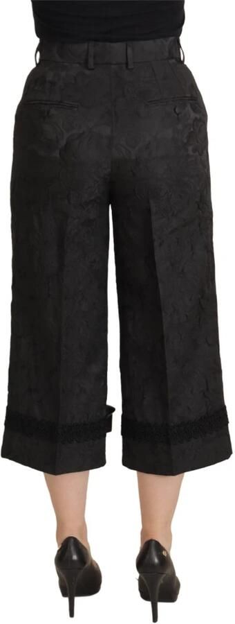 Dolce & Gabbana Zwarte brokaat cropped broek met hoge taille Black Dames - Foto 2