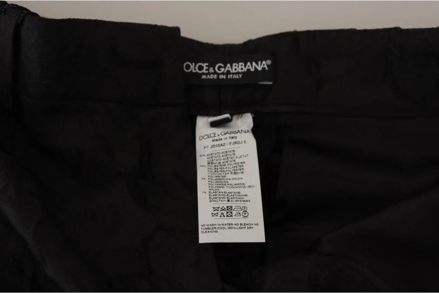 Dolce & Gabbana Zwarte brokaat cropped broek met hoge taille Black Dames