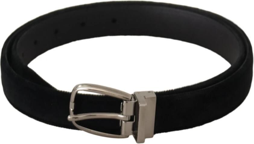 Dolce & Gabbana Elegante zwarte fluwelen riem met gegraveerde gesp Black Heren - Foto 3