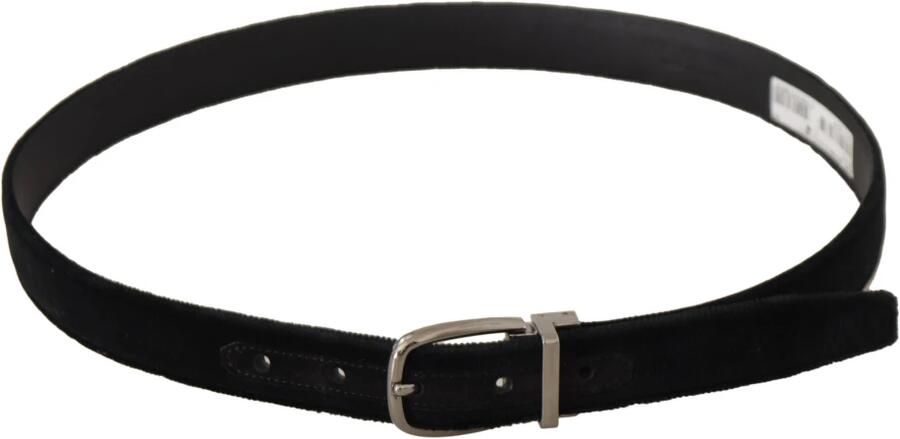 Dolce & Gabbana Elegante zwarte fluwelen riem met gegraveerde gesp Black Heren - Foto 2