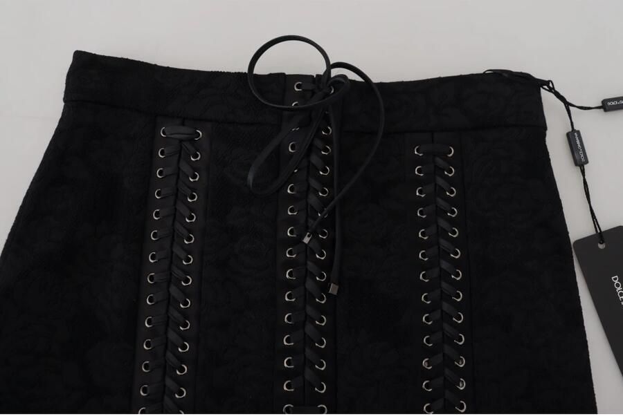 Dolce & Gabbana Zwart Brokaat Mini Boven De Knie Pencilrok Black Dames