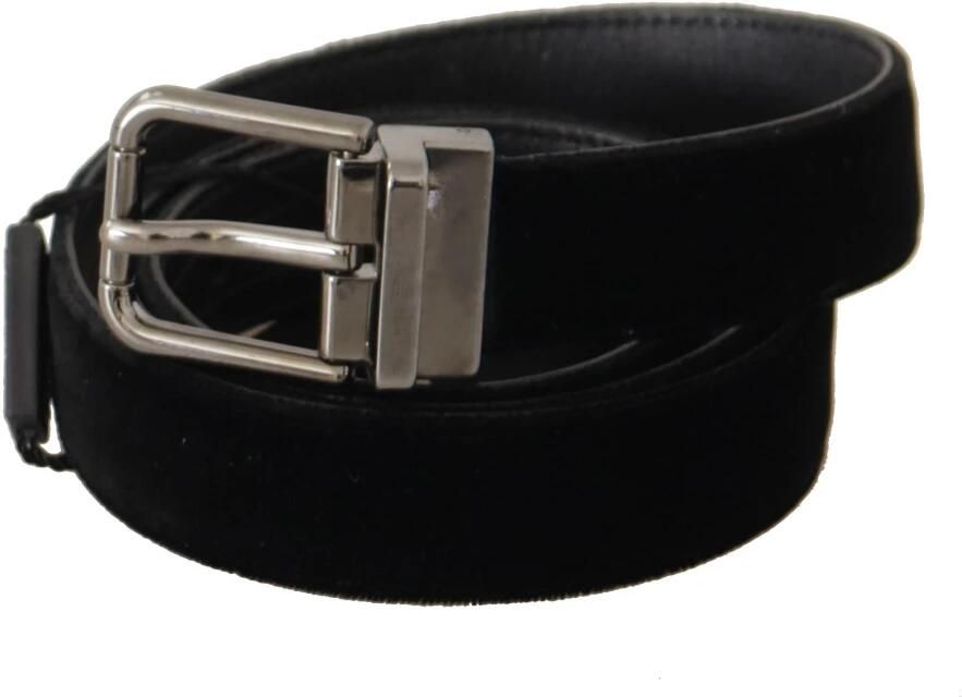 Dolce & Gabbana Elegante zwarte katoenen en leren riem Black