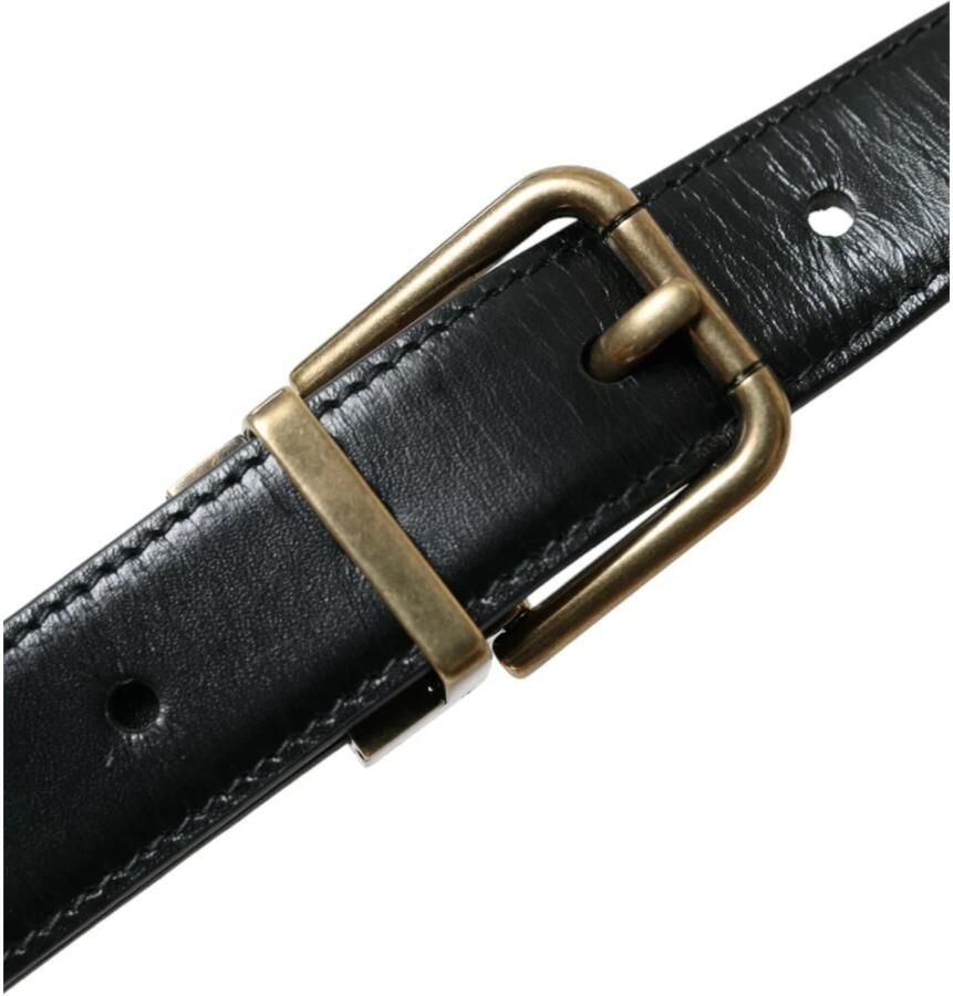 Dolce & Gabbana Elegante zwarte leren riem Black Heren
