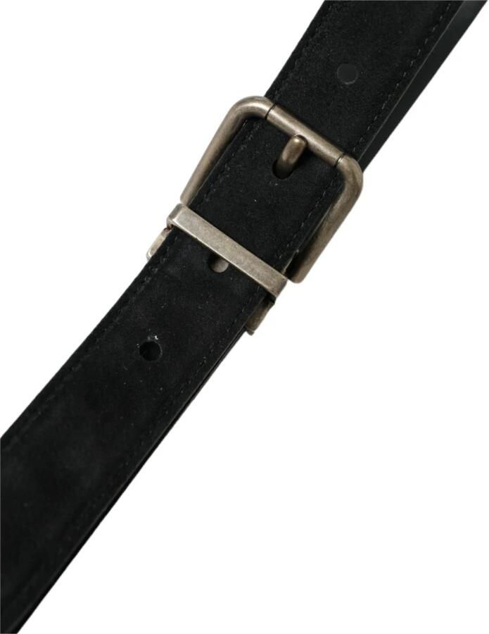 Dolce & Gabbana Elegante zwarte leren riem met metalen gesp Black Heren