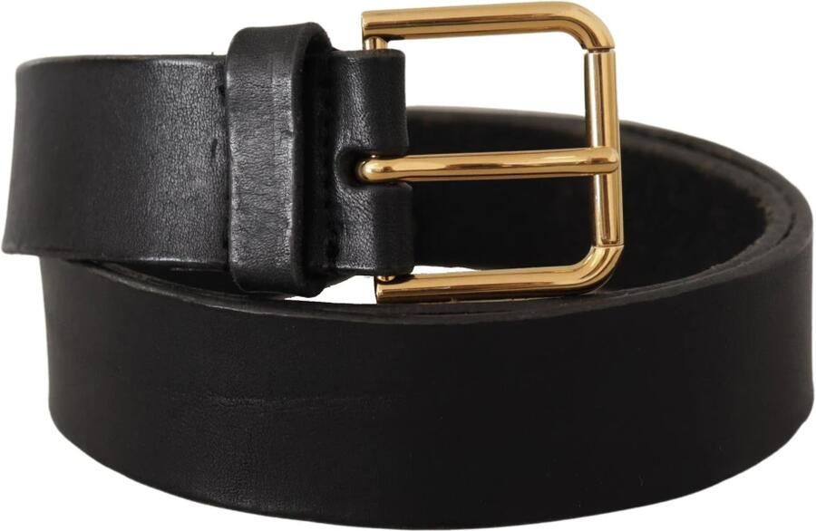 Dolce & Gabbana Elegante zwarte leren riem met metalen gesp Black Heren