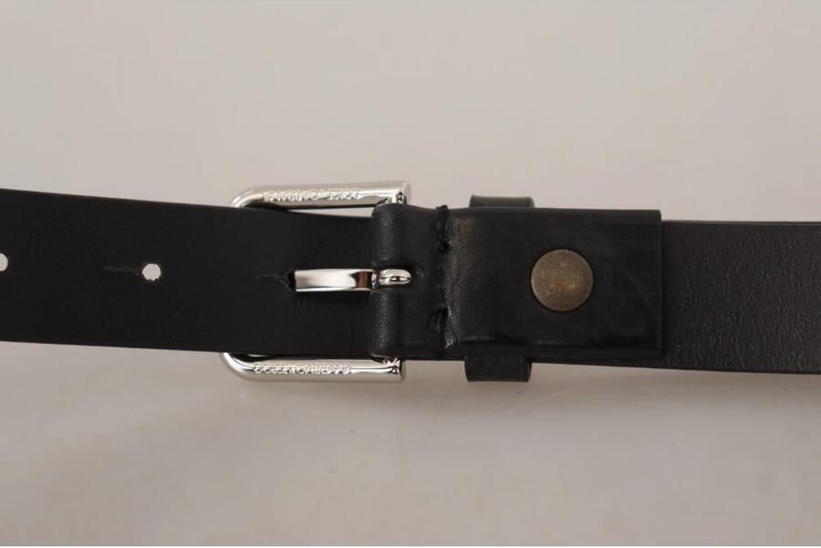 Dolce & Gabbana Elegante zwarte leren riem met metalen gesp Black Unisex