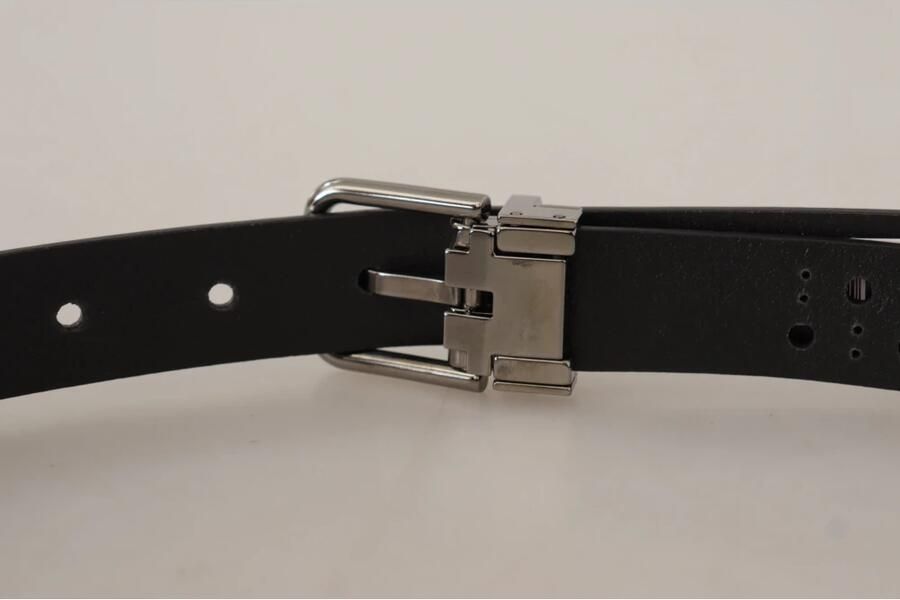Dolce & Gabbana Elegante zwarte leren riem met metalen gesp Black Unisex