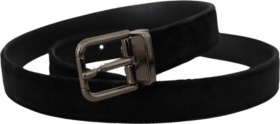 Dolce & Gabbana Elegante zwarte leren riem met zilveren gesp Black Heren