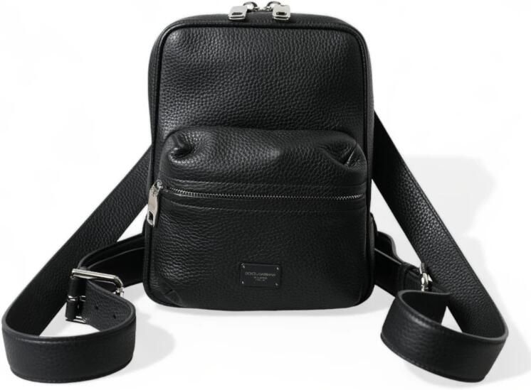 Dolce & Gabbana Zwarte Leren Logo Palermo Rugzak Tas Black - Foto 8