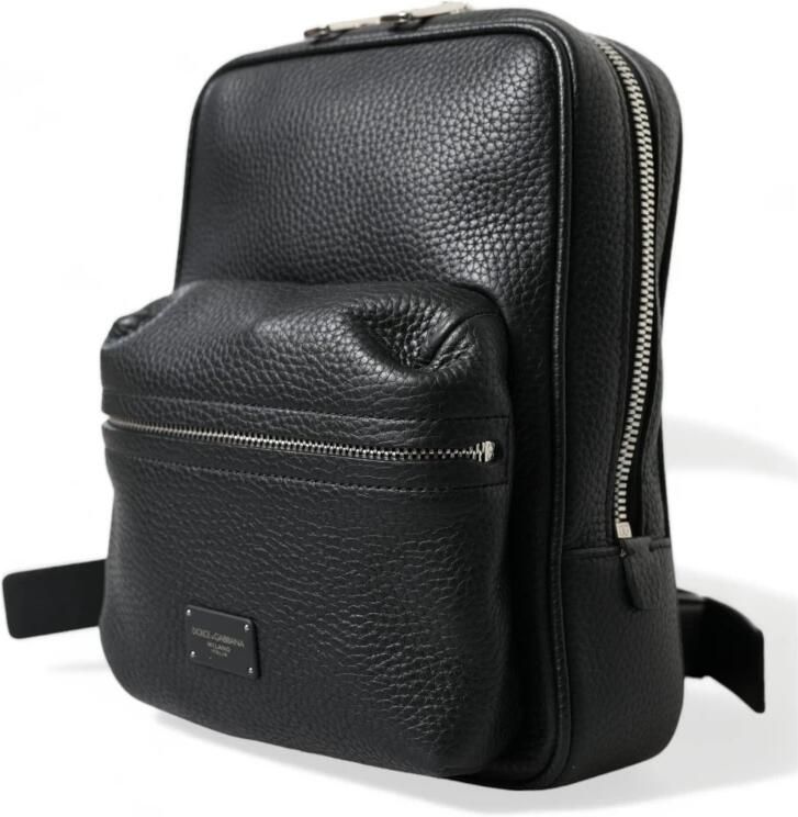 Dolce & Gabbana Zwarte Leren Logo Palermo Rugzak Tas Black - Foto 5