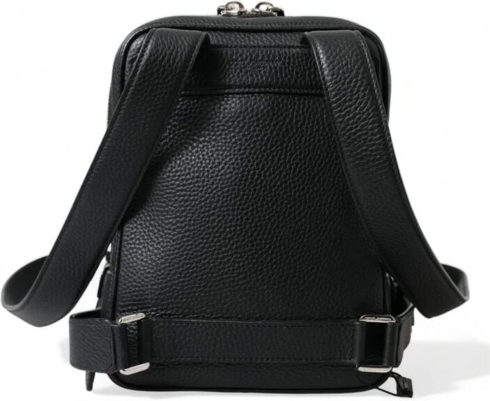Dolce & Gabbana Zwarte Leren Logo Palermo Rugzak Tas Black - Foto 6