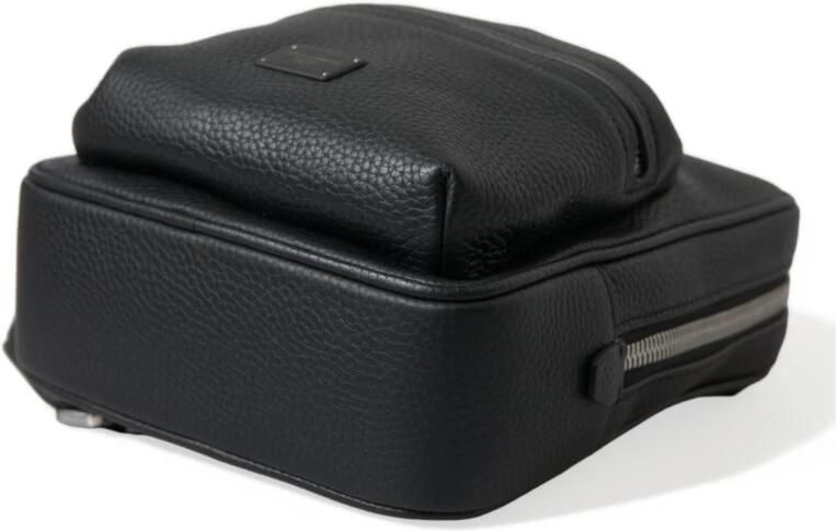 Dolce & Gabbana Zwarte Leren Logo Palermo Rugzak Tas Black - Foto 7