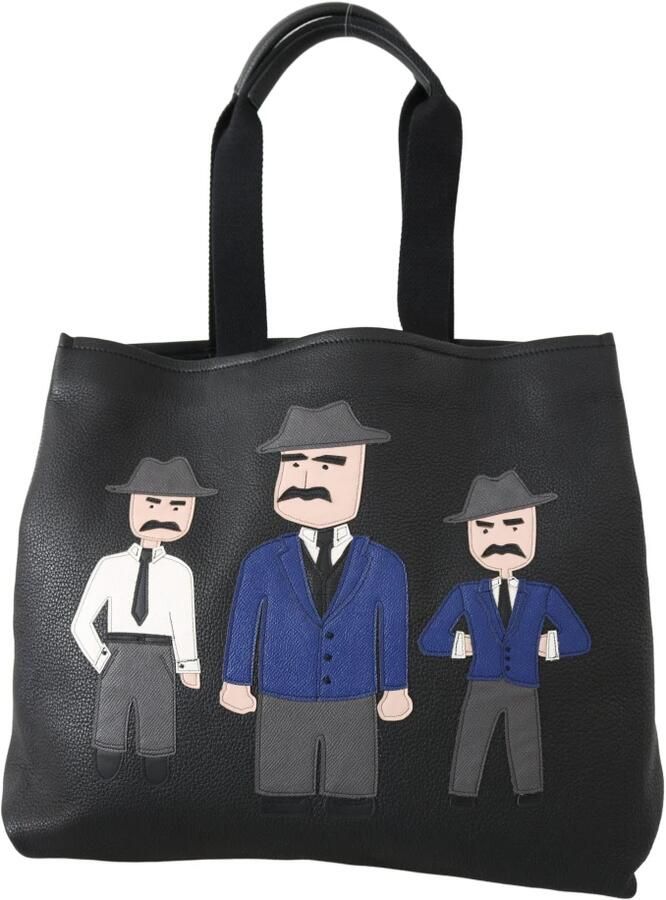 Dolce & Gabbana Prachtige Zwarte Leren Reiswinkel Gym Tote Tas Black Dames