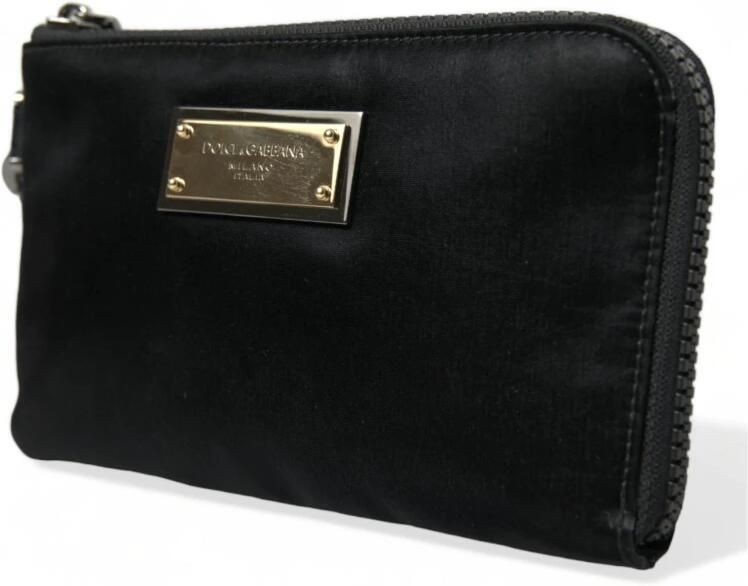 Dolce & Gabbana Elegante zwarte nylon-ledertas met zilveren details Black Dames - Foto 4