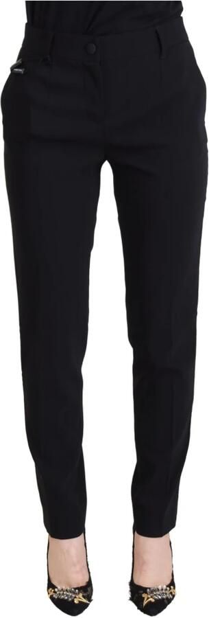 Dolce & Gabbana Black White Stripes Wool Trouser Tapered Pants Zwart Dames - Foto 4