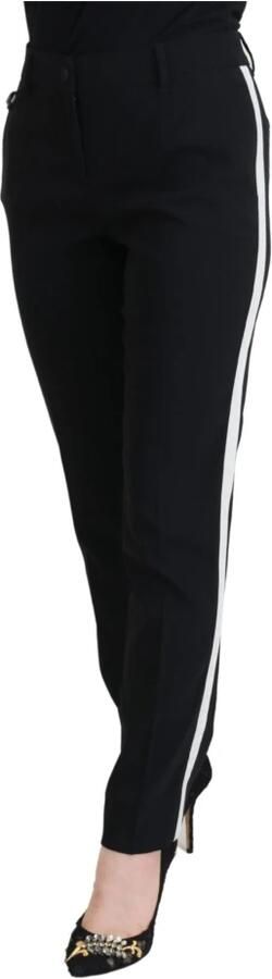 Dolce & Gabbana Black White Stripes Wool Trouser Tapered Pants Zwart Dames - Foto 7