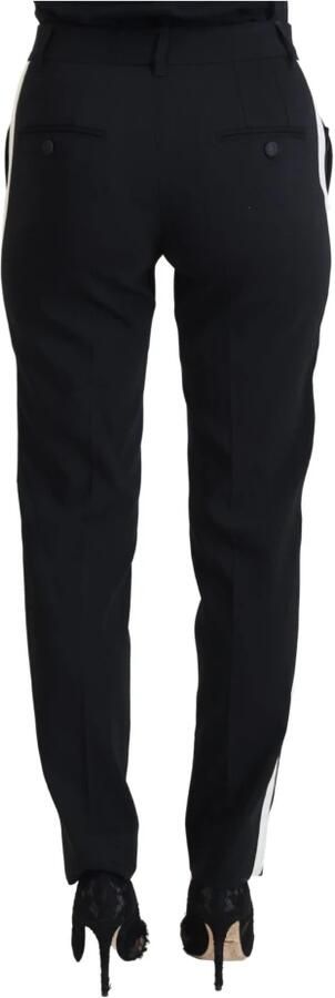 Dolce & Gabbana Black White Stripes Wool Trouser Tapered Pants Zwart Dames - Foto 5