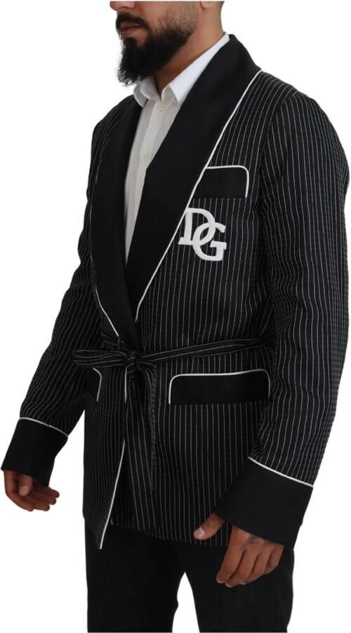 Dolce & Gabbana Zwarte Gestreepte DG Patch Jas Heren Blazer Black Heren - Foto 4