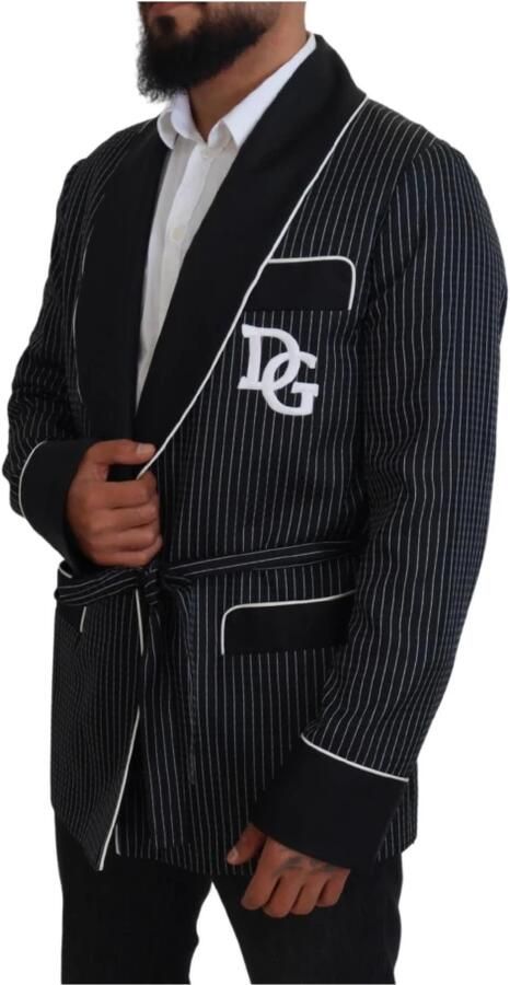 Dolce & Gabbana Zwarte Gestreepte DG Patch Jas Heren Blazer Black Heren - Foto 3