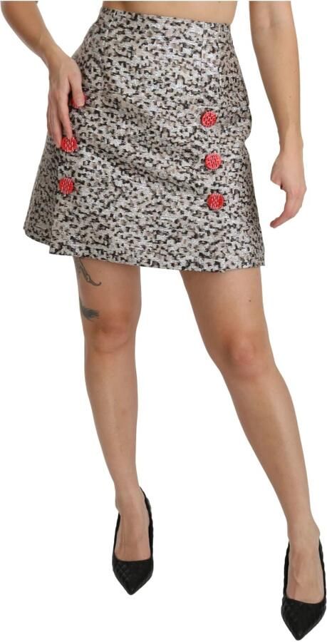 Dolce & Gabbana Exquise zwarte versierde hoge taille rok Black Dames