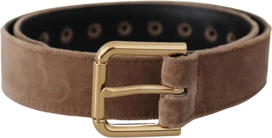 Dolce & Gabbana Fluweel Logo Gesp Riem Brown Dames - Foto 6
