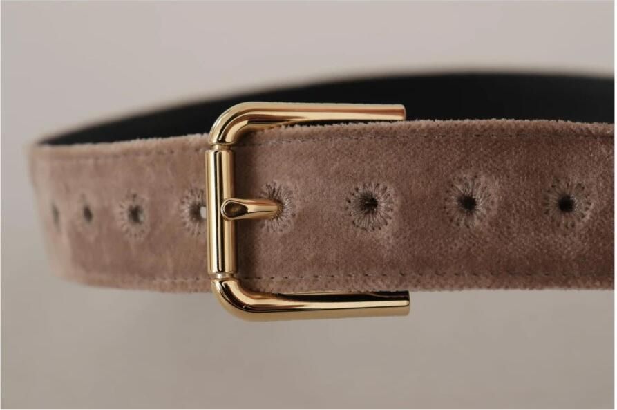 Dolce & Gabbana Fluweel Logo Gesp Riem Brown Dames - Foto 2