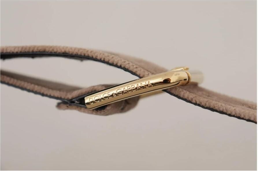 Dolce & Gabbana Fluweel Logo Gesp Riem Brown Dames