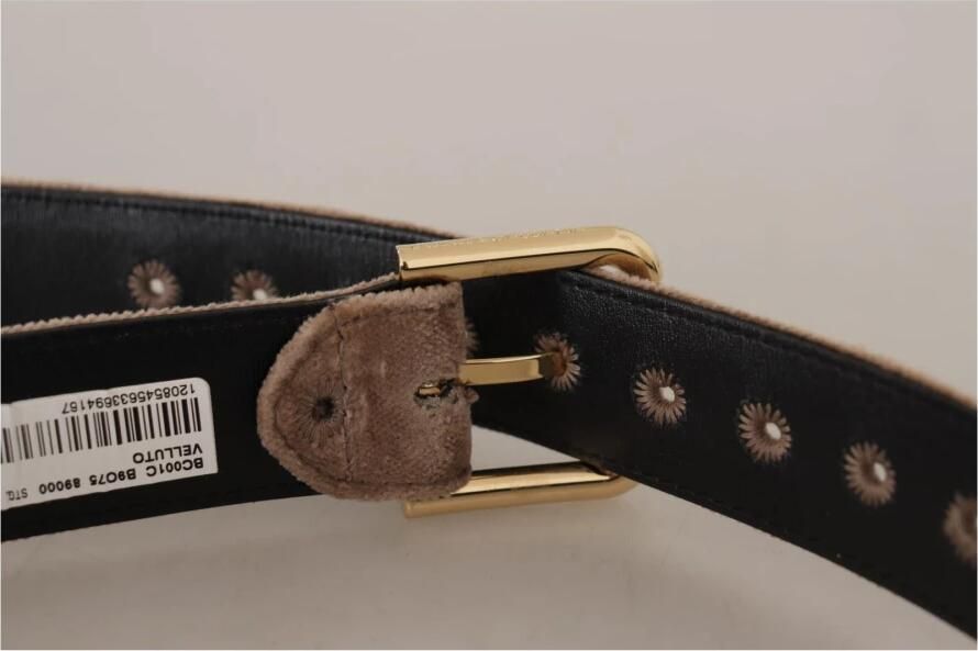 Dolce & Gabbana Fluweel Logo Gesp Riem Brown Dames - Foto 3