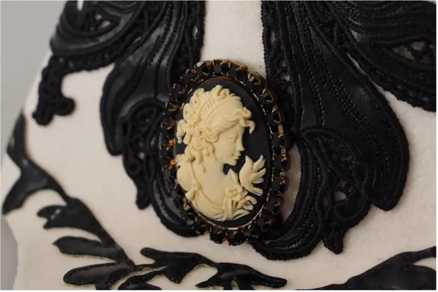 Dolce & Gabbana Geborduurde Cameo Broche Wollen Hoed Beige Dames - Foto 2
