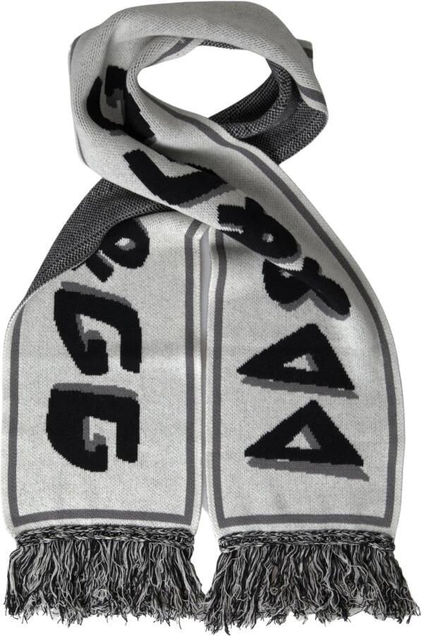 Dolce & Gabbana Grijze Kasjmier Gebreide Wrap Sjaal met Franjes Gray Heren - Foto 2